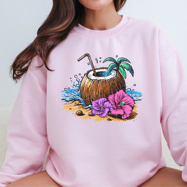 Coconut Girl Sweatshirt, Coconut Girl Aesthetic, Summer Beach Bum Sweatshirt, Beachy Shirt, Swimsuit Coverup, Preppy Summer Sweatshirt