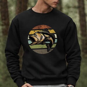 Retro Bass Sweatshirt, Fisherman Gift, Fishing Sweatshirt, Vintage Fishing Shirt, Bass Fisherman, Gift for Fishing Lover, Fishing Gift