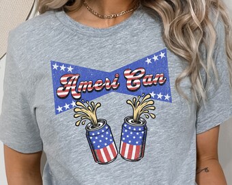 Ameri Can Shirt, 4 juli Shirt, Amerika Shirt, Independence Day T Shirt, Patriottisch Shirt, USA Flag Shirt, Grappig 4 juli Cadeau T-shirt