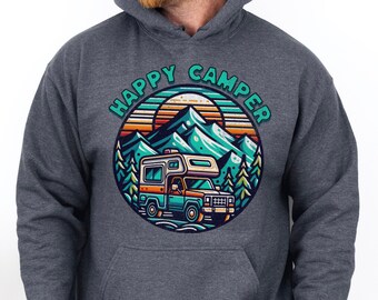 Happy Camper Sweatshirt, Camping Sweatshirt, RV Life, Wandelcadeau, Adventure Camping Sweatshirt, Natuurliefhebber Cadeau, Adventure Sweatshirt