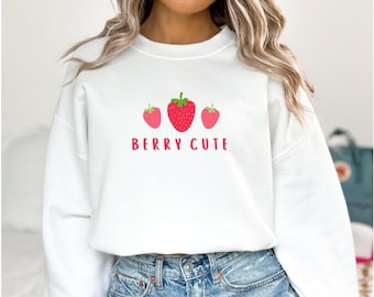 Erdbeere Sweatshirt, Beere niedlich Rundhalsausschnitt, Erdbeeren Shirt, Obst Sweatshirt, Vintage Erdbeere Sweatshirt, Erdbeere Liebhaber Geschenk