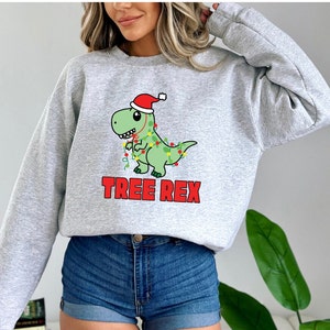 Christmas Dinosaur Sweatshirt, Gift for Geologist, Funny Dinosaur Sweater, Dino Crewneck, Christmas Graphic Tee, Womens Dinosaur Shirt