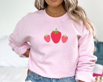 Erdbeere Sweatshirt, Beere niedlich Rundhalsausschnitt, Erdbeeren Shirt, Obst Sweatshirt, Vintage Erdbeere Sweatshirt, Erdbeere Liebhaber Geschenk