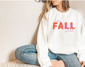 Comfort Colors Fall Shirt, Its Fall Y'all, Retro Halloween Shirt, Womens Fall Tee, Pumpkin TShirt, Retro Autumn Shirt, Western Fall Tshirt