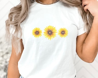 Sonnenblume Tshirt, Blumen T-Shirt, Blumen T-Shirt, Garten Shirt, Boho Blumen T-Shirt, Sonnenschein T-Shirt, Sommer Tshirts, Geburtsmonat Blumen Shirt