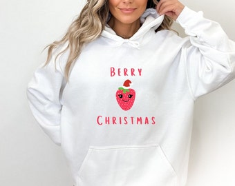 Strawberry Sweatshirt, Berry Christmas Hoodie, Strawberries Shirt, Fruit Sweatshirt, Vintage Strawberry Sweatshirt, Strawberry Lover Gift