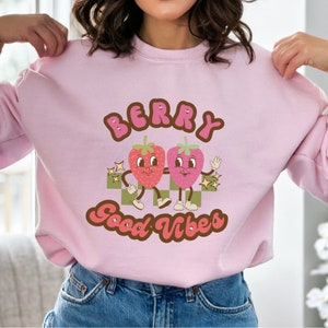 Vintage Strawberry Sweatshirt, Retro Cartoon Mascot Sweatshirt, Life Is Delicious Shirt, Strawberry Lover Gift, Y2K Shirt, Strawberries