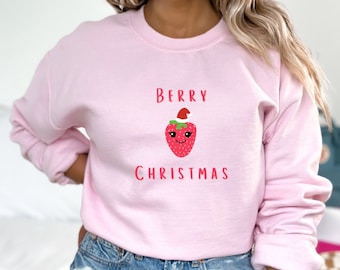 Erdbeere Sweatshirt, Beere Weihnachten Rundhalsausschnitt, Erdbeeren Shirt, Obst Sweatshirt, Vintage Erdbeere Sweatshirt, Erdbeere Liebhaber Geschenk