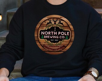 Felpa North Pole Brewing Co, Felpa natalizia, Spirito natalizio premium, Felpa Brewing Co, Maglione North Pole, Brewing Co