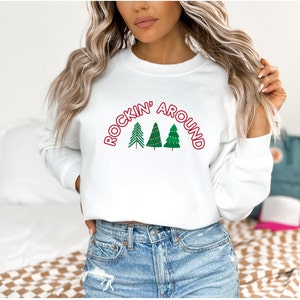 Rockin Around Sweatshirt, Rockin Around the Christmas Band Tee Crewneck, Unisex Adult Holiday Sweatshirt, Rock N Roll Christmas Shirt