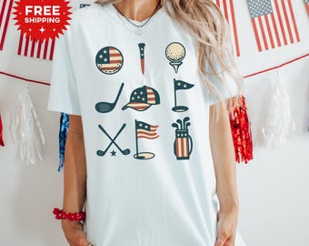 4th of July Golf Shirt, Golf Fourth of July T-Shirt, Patriotic Golf Tee, American Golf Shirt, Golf Lover Shirt, Golf 4th of July Unisex Tee