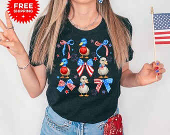4th of July Silly Goose Shirt, Farm Life Fourth of July T-Shirt, Patriotic Coquette Bow Tee, 4th of July Women Shirt, Cute 4th of July Tee