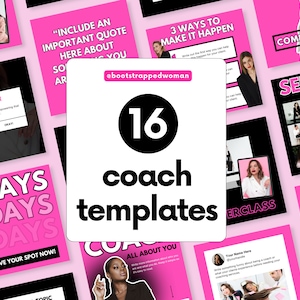 Coach Instagram Posts | Customize Social Media Templates | Colorful | Canva Templates | Coaching Templates | Pink and Black Templates