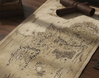 Detailed Map of Middle Earth, Gondor, Rohan & Mordor, Tolkien's World Wall Decor
