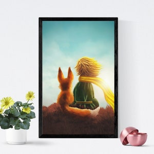 Little Prince and Fox Digital Wall Art | Antoine De Saint-Exupéry Inspired Cartoon Decor | Child’s Room Rose Decor | Little Prince MP4