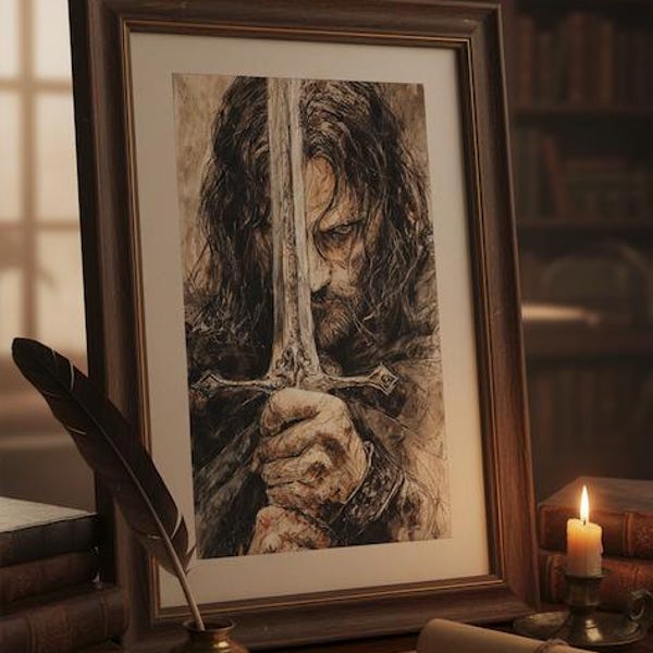 Aragorn "König Elessar" Druck: Herr der Ringe Aquarell Kunst (Digitaler Download)