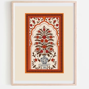 Mughal Pattern, Floral Print, Living Room decor, Printable, Indian Vintage, Indian painting,Wall Art, Indian Folk Art, Digital Downloadable