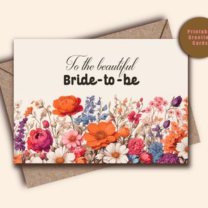 Carte de douche nuptiale imprimable, À la belle carte de future mariée, téléchargement instantané, modèle de carte de douche nuptiale Boho, téléchargement instantané