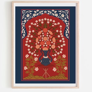 Mughal Pattern, Floral Print, Living Room decor, Printable, Indian Vintage, Indian painting,Wall Art, Indian Folk Art, Digital Downloadable