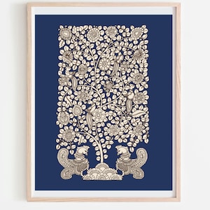 Kalamkari Tree of Life Art Print: Indian Vintage Decor (Digital Download