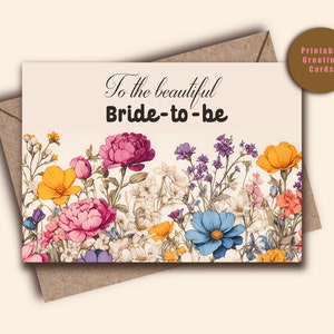 Afdrukbare bruidsdouchekaart, naar de mooie aanstaande bruidkaart, direct downloaden, Boho bruidsdouchekaartsjabloon, direct downloaden