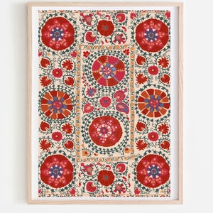 Suzani Blumen Kunstdruck: Indisches Vintage Gemälde (Digitaler Download)