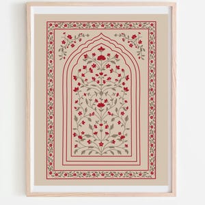 Mughal Pattern, Floral Print, Living Room decor, Printable, Indian Vintage, Indian painting,Wall Art, Indian Folk Art, Digital Downloadable