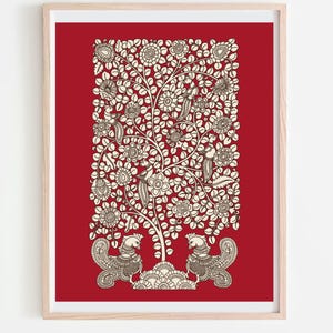 Kalamkari Tree of Life Art Print: Indian Vintage Decor (Digital Download