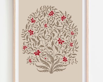 Estampado floral mogol: Arte mural de pintura india vintage (descarga digital)
