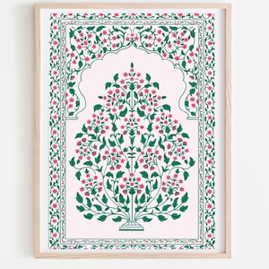 Mughal Floral Print: Vintage Indian Painting Wall Art (Digital Downloadable)