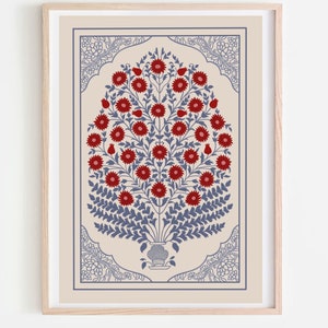 Mughal Pattern, Floral Print, Living Room decor, Printable, Indian Vintage, Indian painting,Wall Art, Indian Folk Art, Digital Downloadable