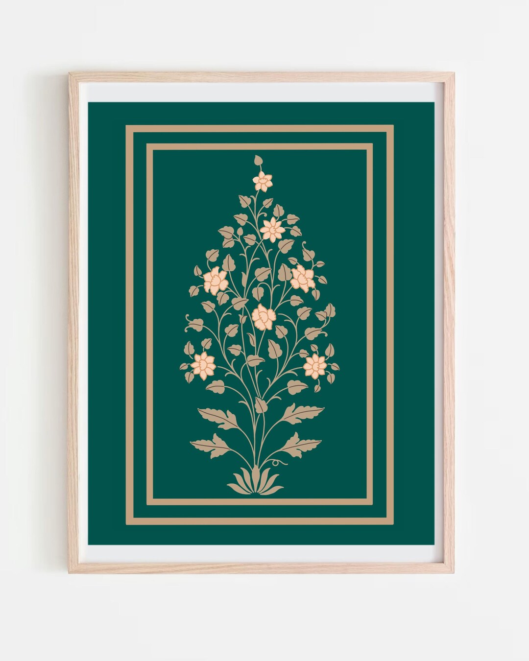 Mughal Pattern, Floral Print, Living Room Decor, Printable, Indian