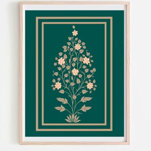 Mughal Pattern, Floral Print, Living Room decor, Printable, Indian Vintage, Pakistani Floral Wall Art, Indian Folk Art, Digital Downloadable