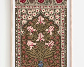 Impression d'art floral moghol : peinture indienne vintage (téléchargement numérique