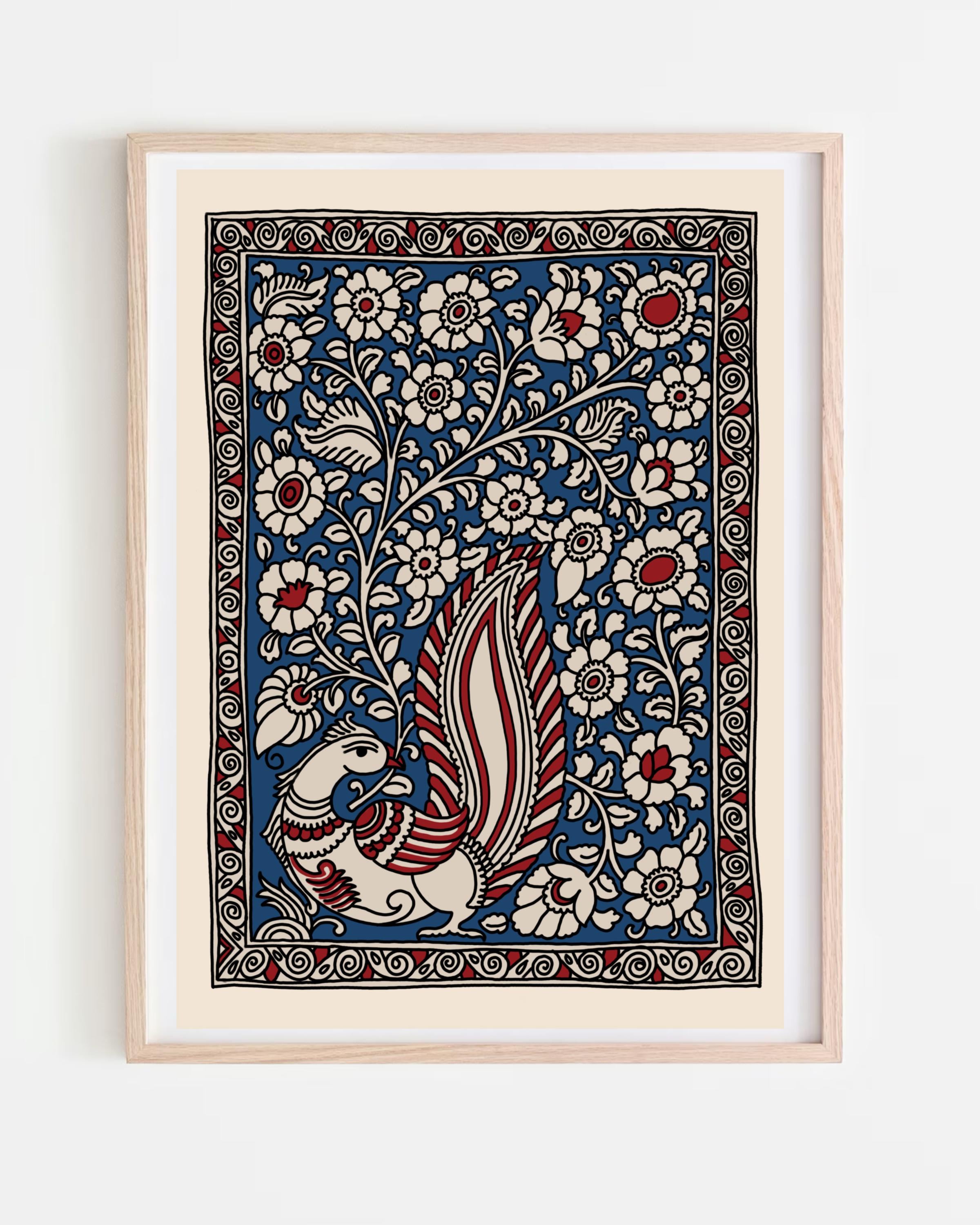 Kalamkari Art Print, Printable Art, Tree of life art, Printable, Indian Vintage Art, Indian Peacock Art, Indian Folk Art, Digital Download