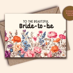 Carte de douche nuptiale imprimable, À la belle carte de future mariée, téléchargement instantané, modèle de carte de douche nuptiale Boho, téléchargement instantané