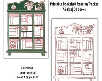 Reading Tracker Printable, Bookshelf Reading Log, A4 Size, Book Tracker, Reading  Challenge, 50 books, Reading Planner