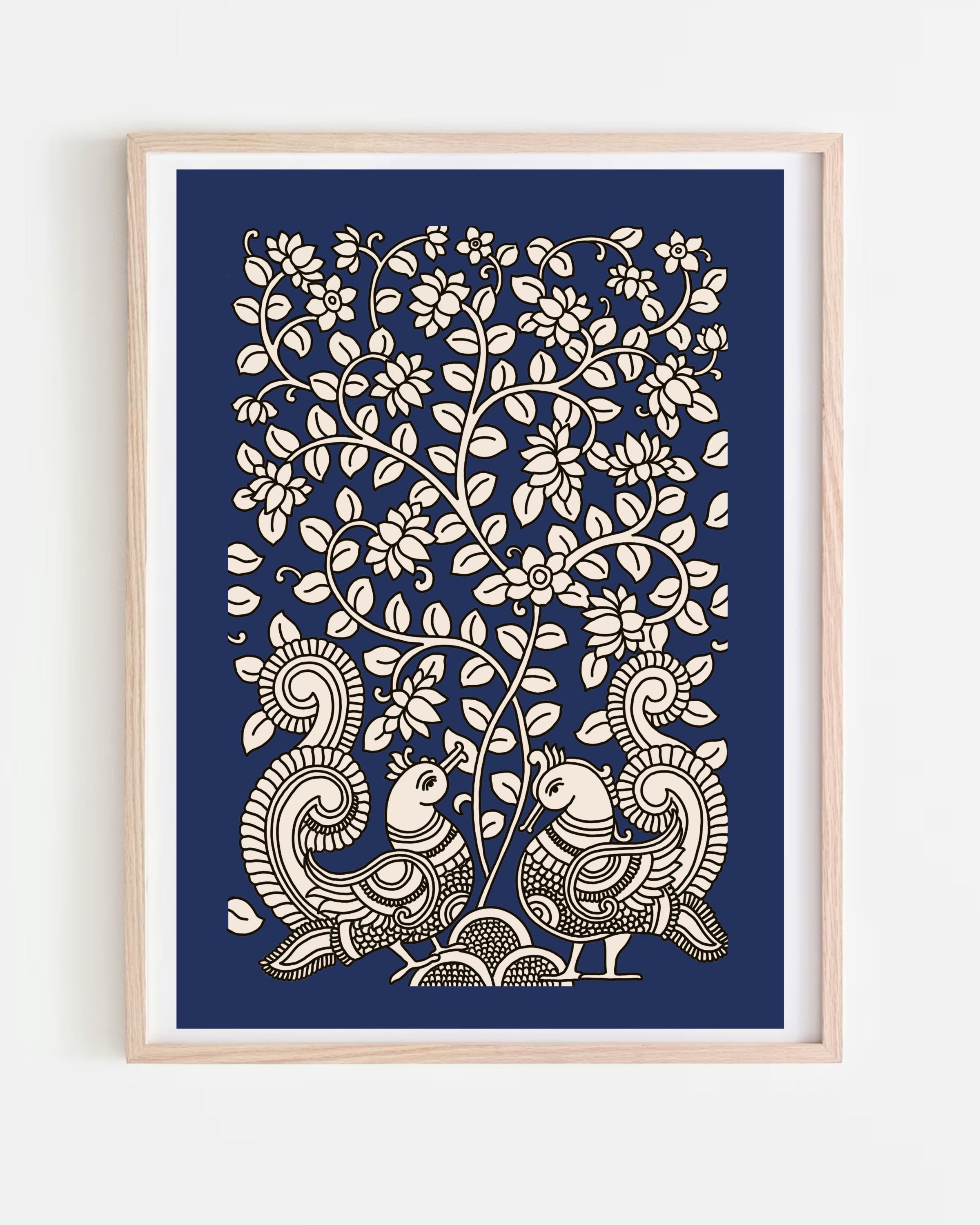 Kalamkari Tree of Life Art Print, Indian Peacock Art (digital Download ...