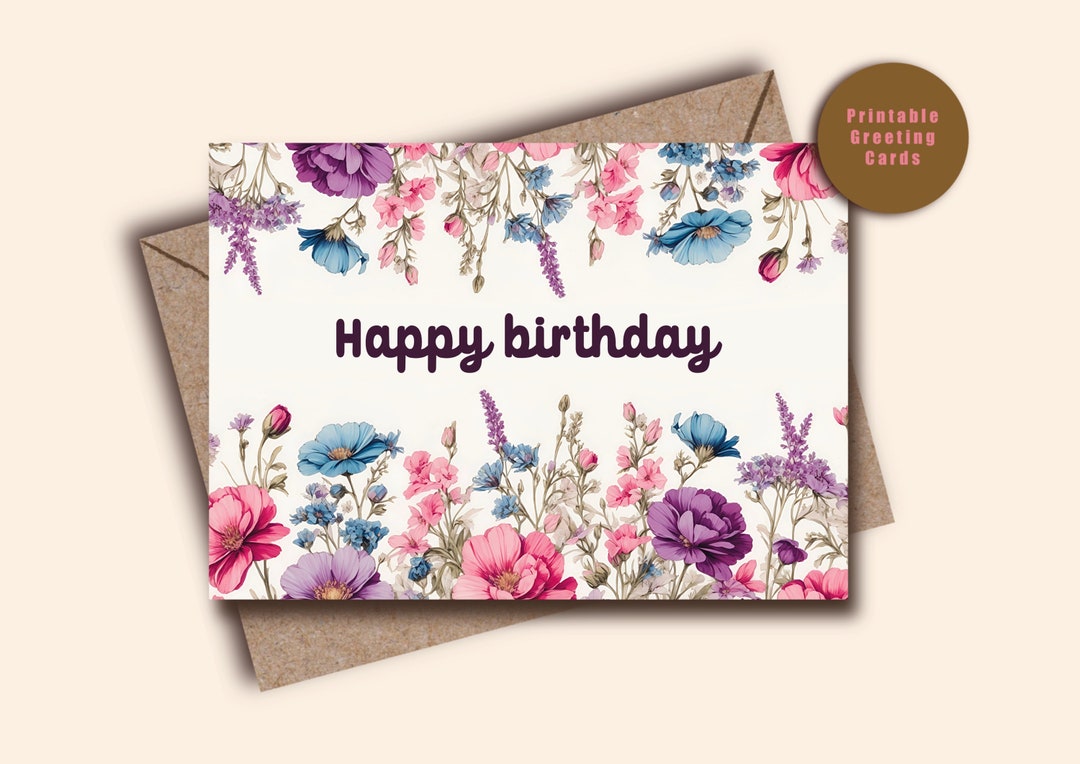 Printable Birthday Card Instant Download Digital Greeting - Etsy