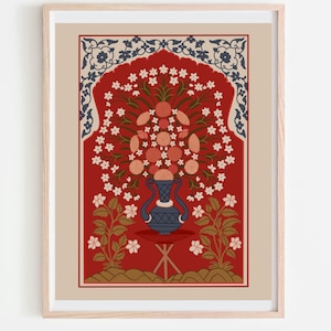 Mughal Pattern, Floral Print, Living Room decor, Printable, Indian Vintage, Indian painting,Wall Art, Indian Folk Art, Digital Downloadable
