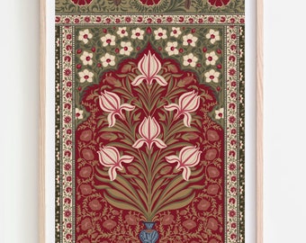 Lámina floral mogol: pintura india vintage (descarga digital)