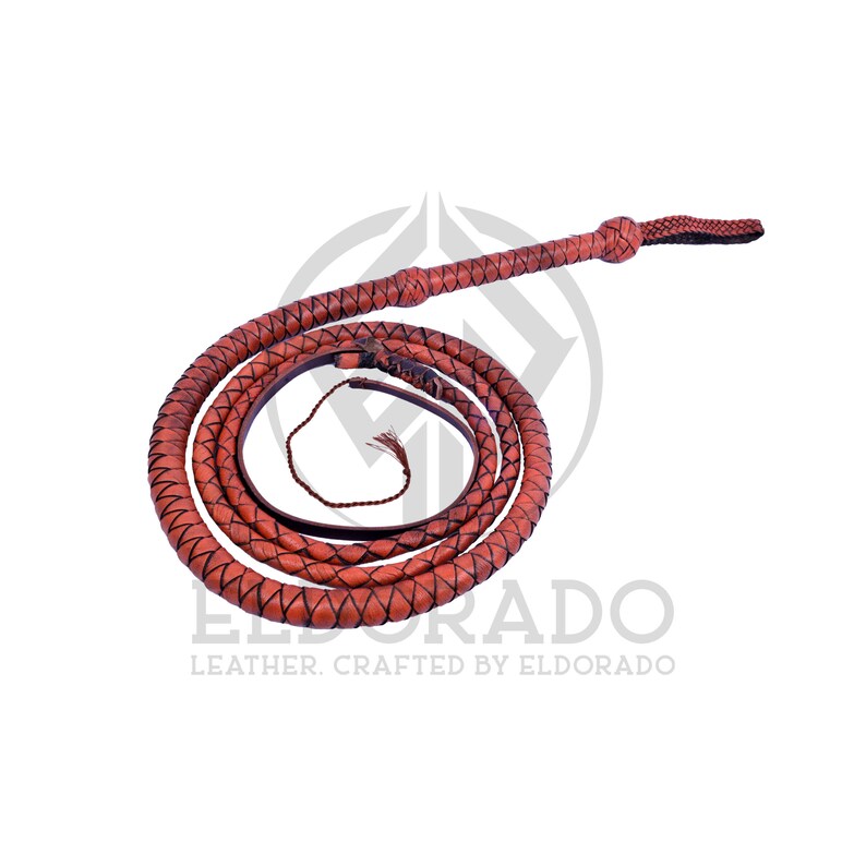 2.6-Foot Cowhide Leather Bullwhip – 8 Plaits, Steel Handle, Single Tail, Black