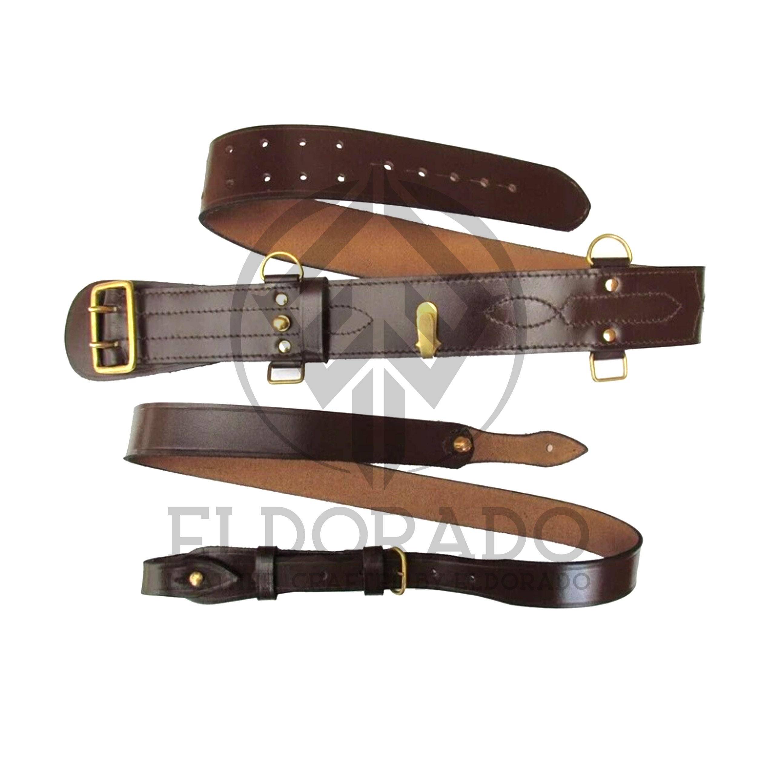 Duty Belt with Basketweave Embossing and Sam Brown Buckle and Stud