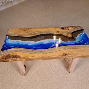 Ocean Blue Epoxy Coffee Table, Handmade Epoxy Coffee Table, Resin Coffee Table, Decorative Resin Furniture, Blue Coffee Table, NewHome Gift