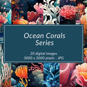 Ocean Coral, Seamless Pattern, Digital Download, High Resolution Images, Background, Wallpaper Image, Coral Reef, Underwater, Ocean Life