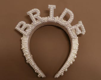 Haarreif mit Perlen, Perlen besetzter Haarreif, weiß, Brauthaarreif, Braut-Accessoire, Braut