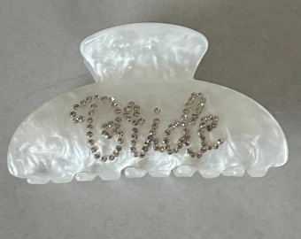 Haarklammer “Bride” im Perlmutt-Look für Bräute & Bride-to-be, Haarspange, Haarschmuck Braut, weiß, Bachelorette Party, JGA, Bridal Party