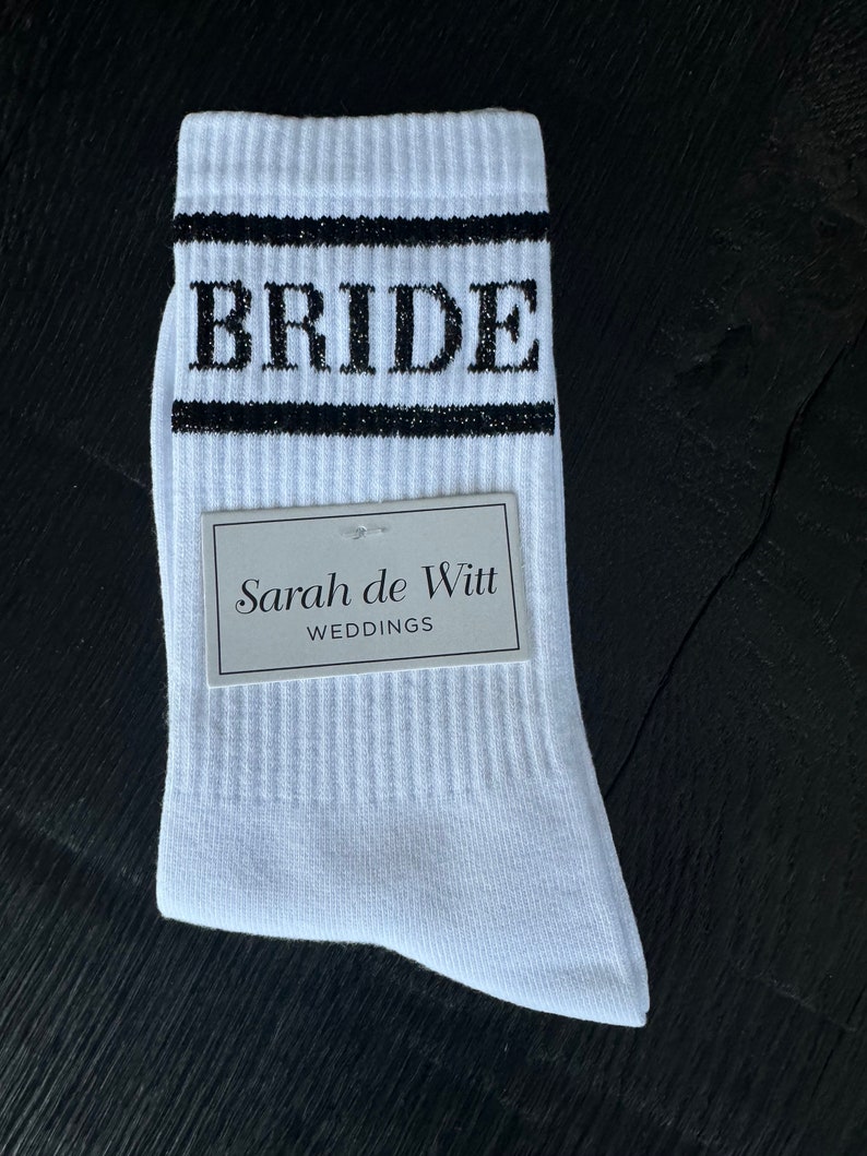 Socken „Bride“, Braut-Socken, Statement Socken Bride, Braut, Tennissocken weiß, Geschenk Braut, JGA,Junggesellinnenabschied, Geschenk Braut bild 10