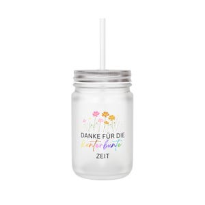 Trinkglas mit Strohhalm, Frosted Glas, Milchglas, Abschiedsgeschenk Kindergarten, Abschiedsgeschenk Erzieherin