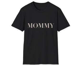 T-Shirt "MOMMY", schwarz mit Aufschrift in beige, das perfekte Geschenk für Mama, Muttertag, Geburtstag Mama